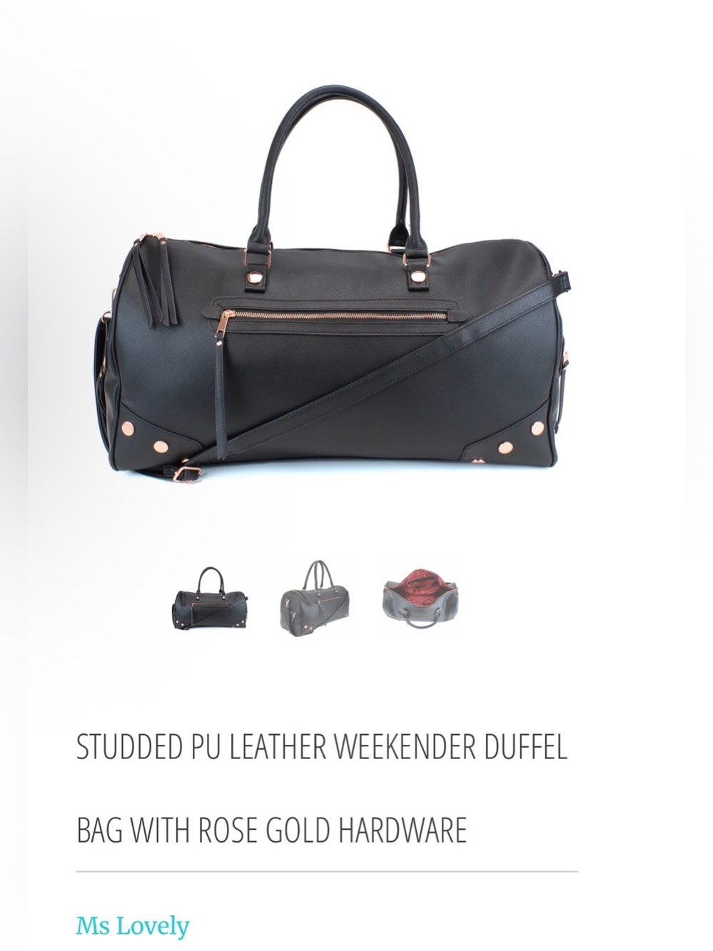 Studded PU Leather Weekender Duffle- NWT